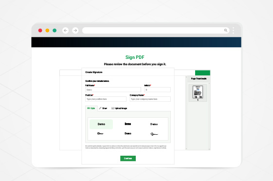 Online signing of documents